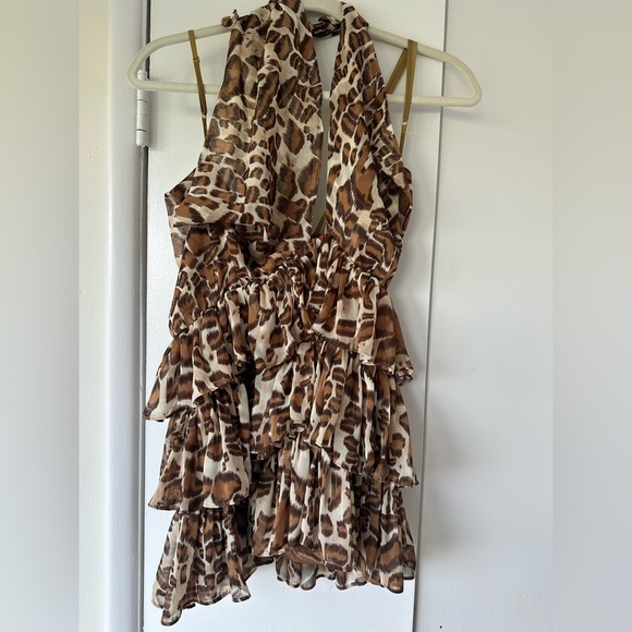 Animal Print Layered Halter Top - Picture 1 of 3